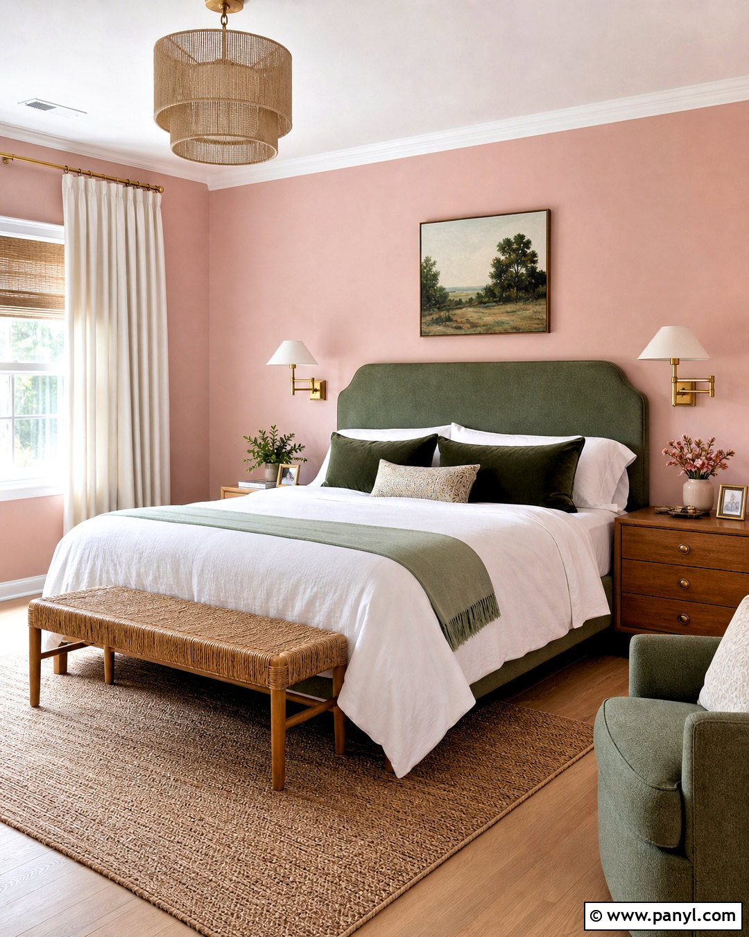 Pink Wall Bedroom With Green Accents - 20 pink wall room ideas