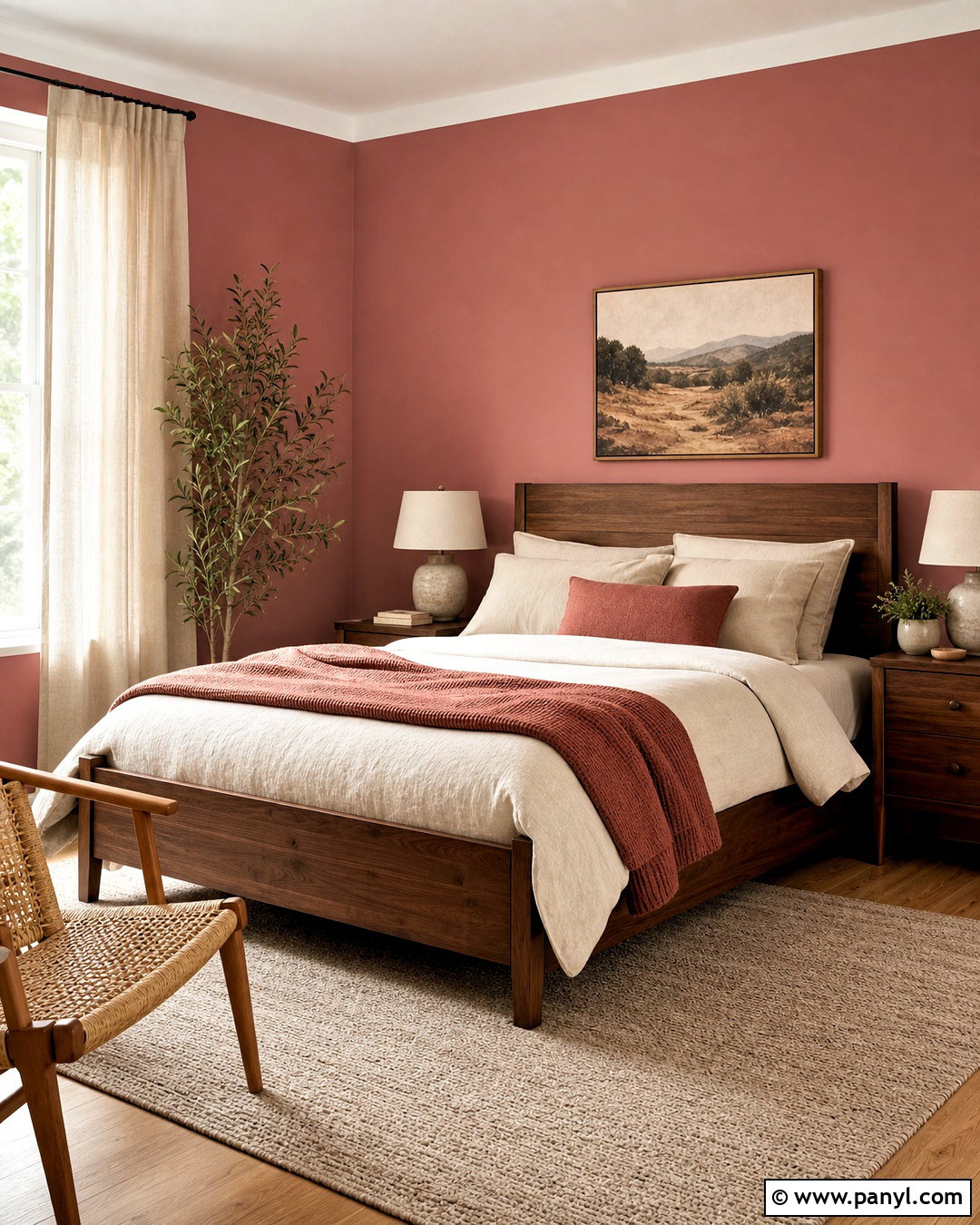 Pink Wall Bedroom With Wood Furniture - 20 pink wall room ideas