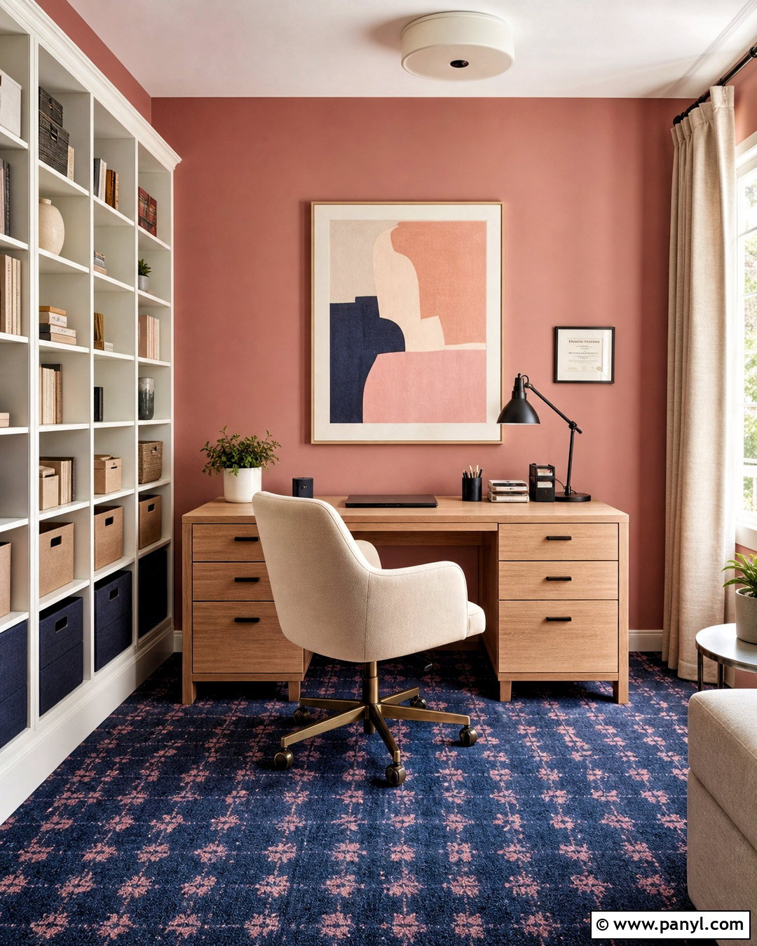 Pink Wall Home Office - 20 pink wall room ideas