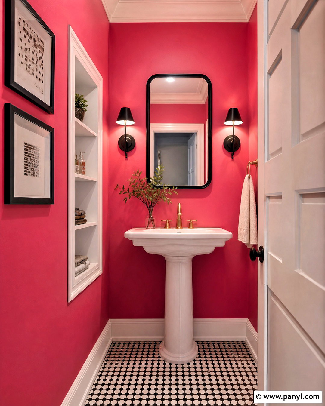 Pink Wall Powder Room - 20 pink wall room ideas