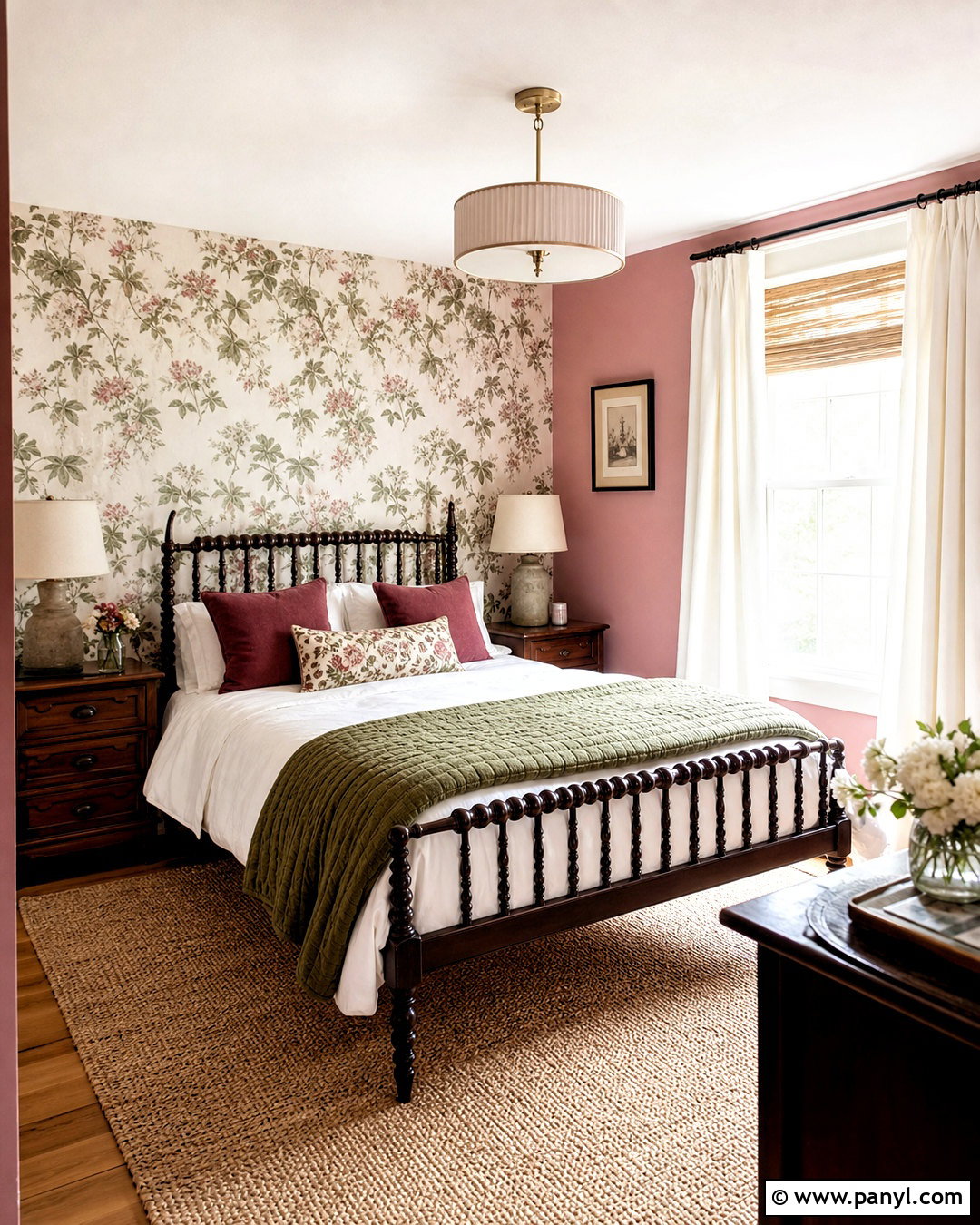 Pink Wall Room With Floral Wallpaper - 20 pink wall room ideas