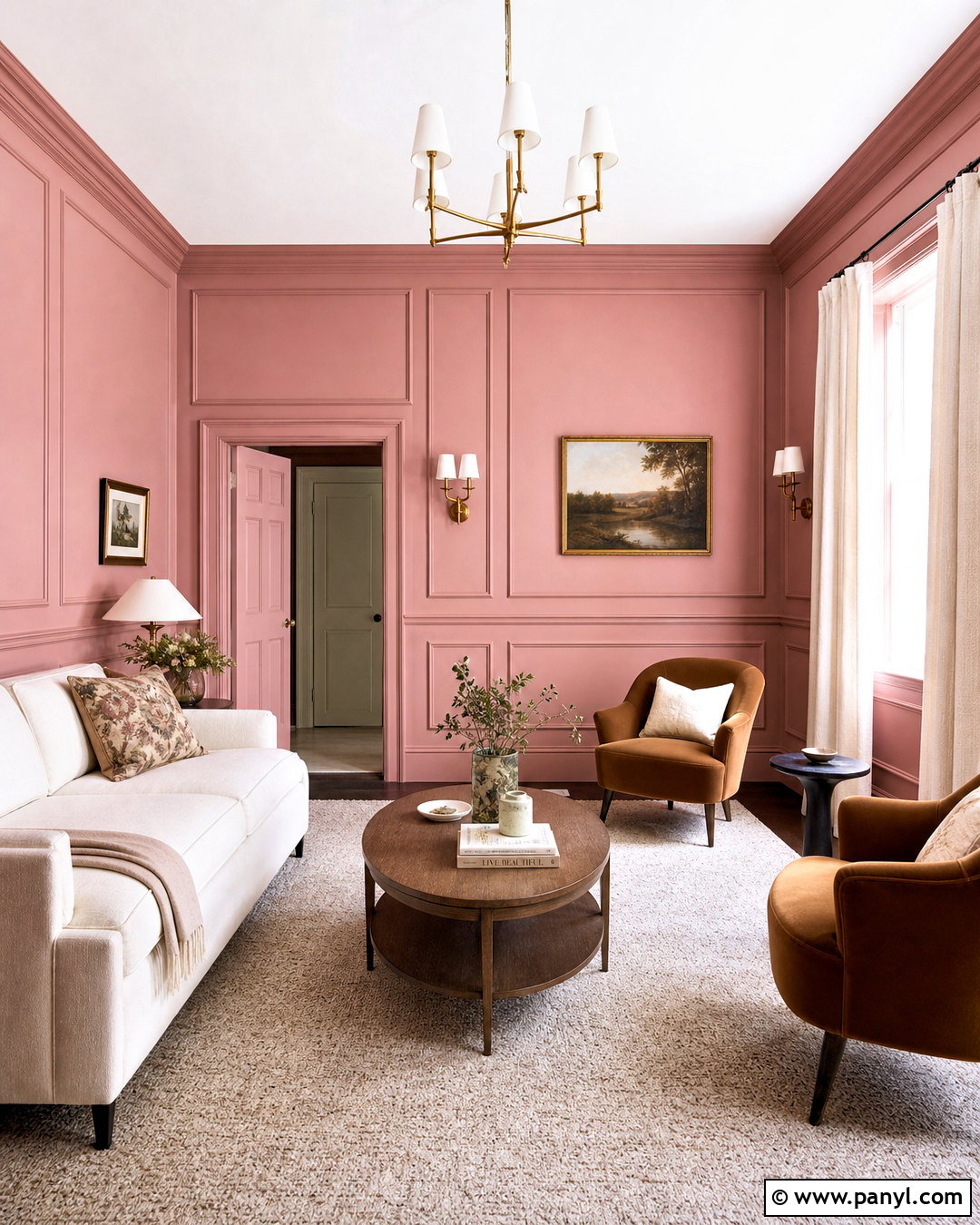 Pink Wall Room With Wall Paneling - 20 pink wall room ideas