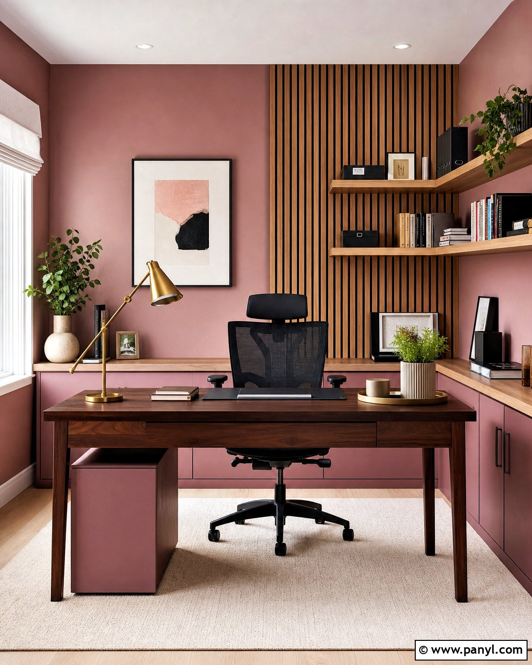 Pink Wall With Wood Slats - 20 pink feature wall ideas