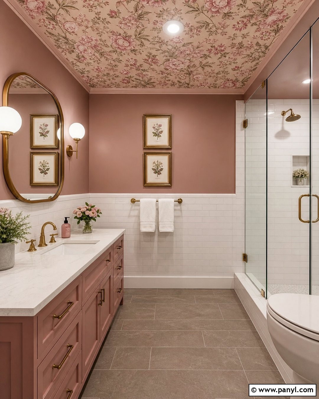 Pink Wallpaper Ceiling Bathroom - 25 Pink Wallpaper Bathroom Ideas