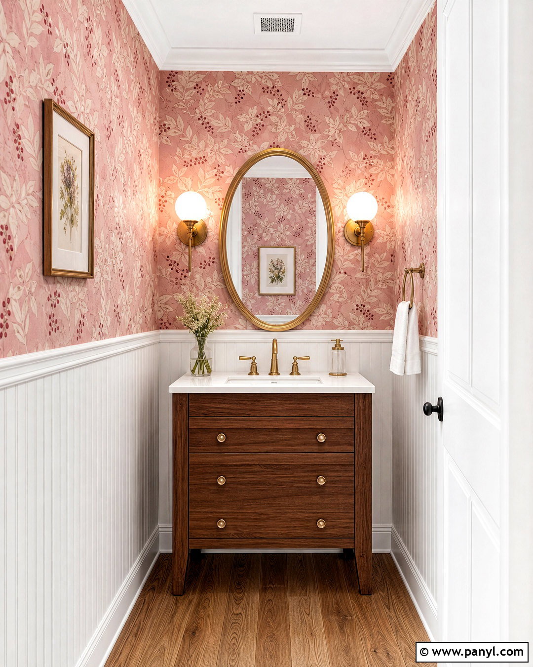 Pink Wallpaper Powder Room - 20 small pink bathroom ideas