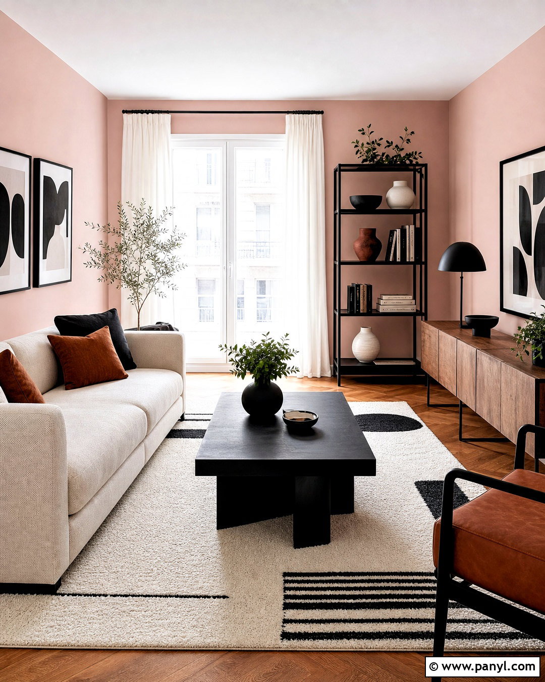Pink Walls With Black Accents - 20 pink walls living room ideas