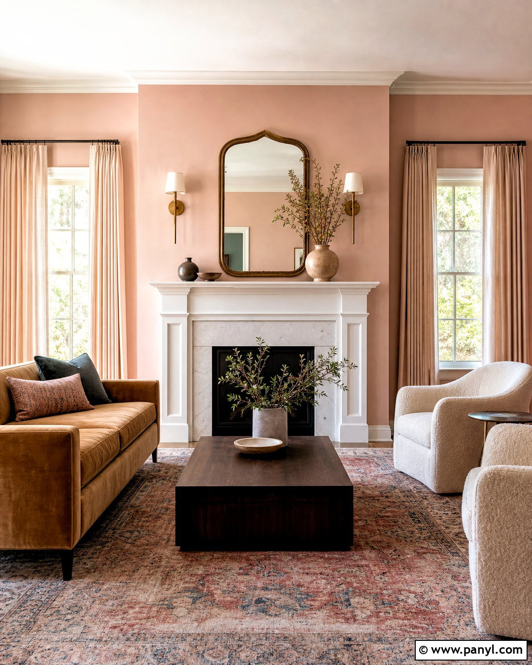 Pink Walls With Fireplace - 20 pink walls living room ideas