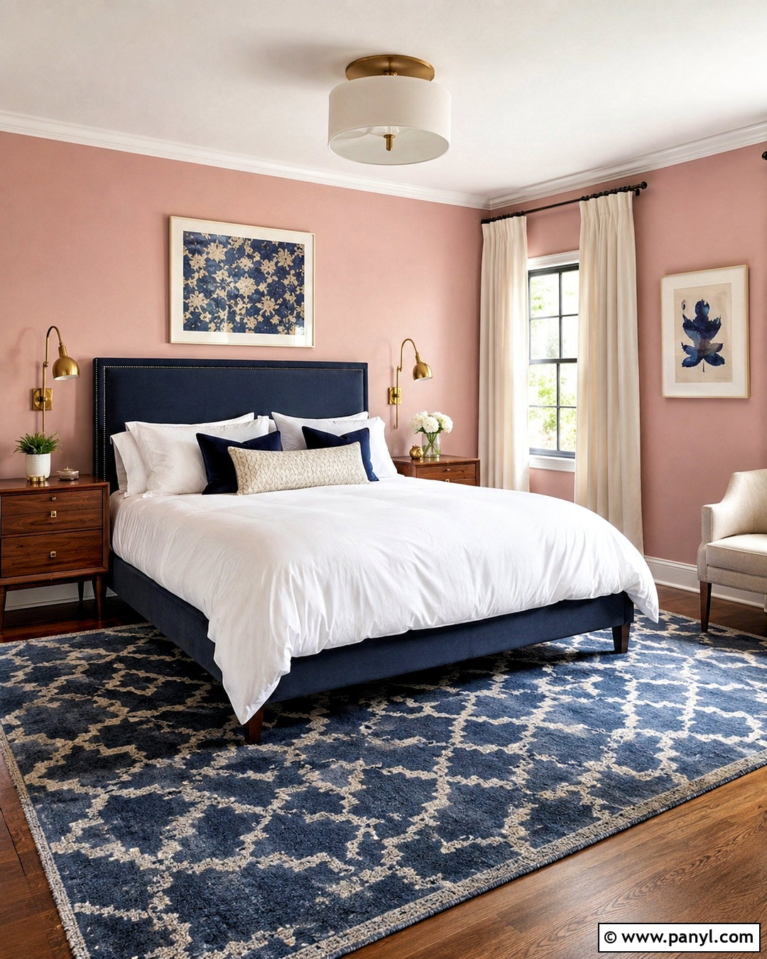 Pink Walls With Navy Blue Decor - 20 What Colours Go With Pink Walls