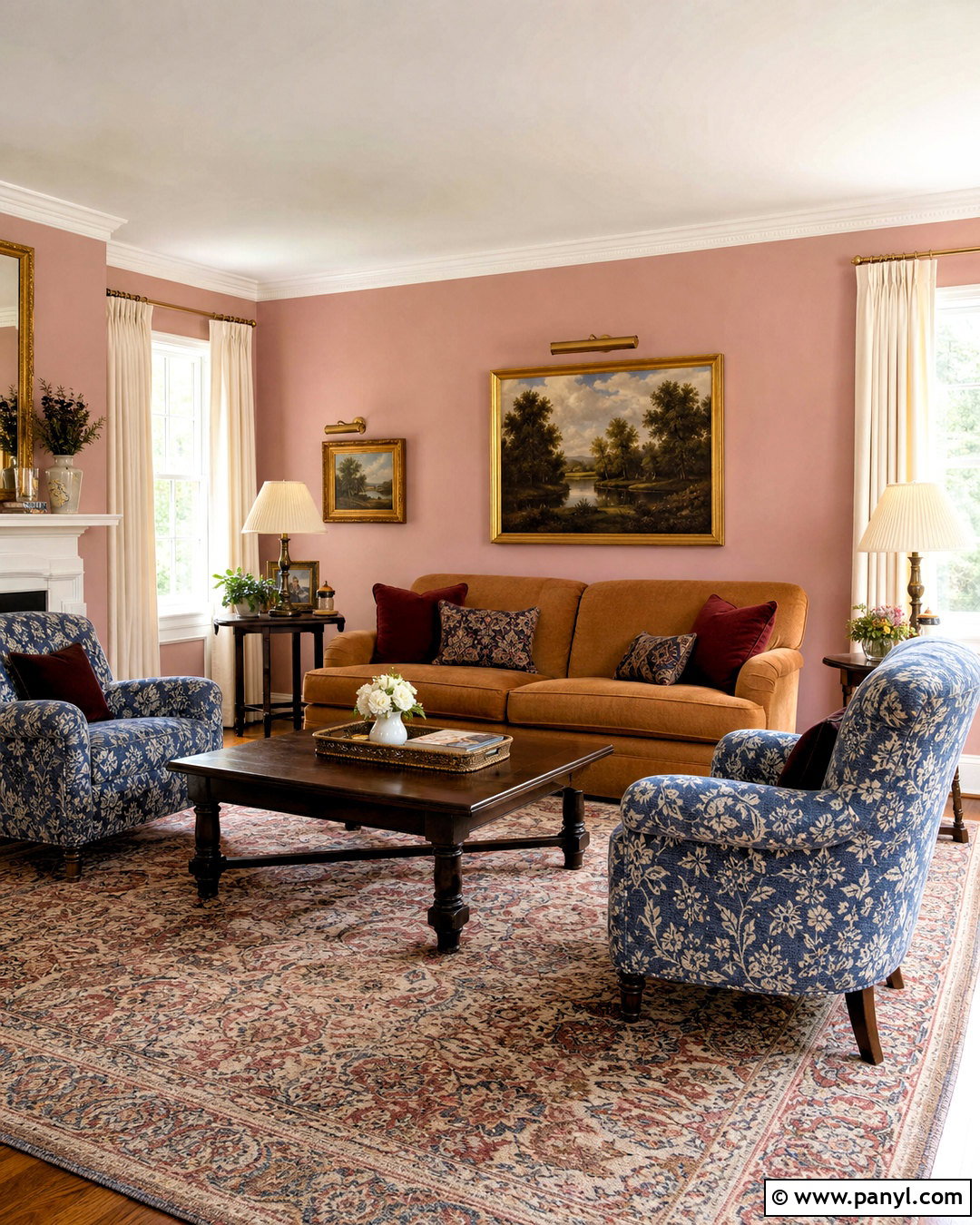 Pink Walls With Traditional Furniture - 20 pink walls living room ideas