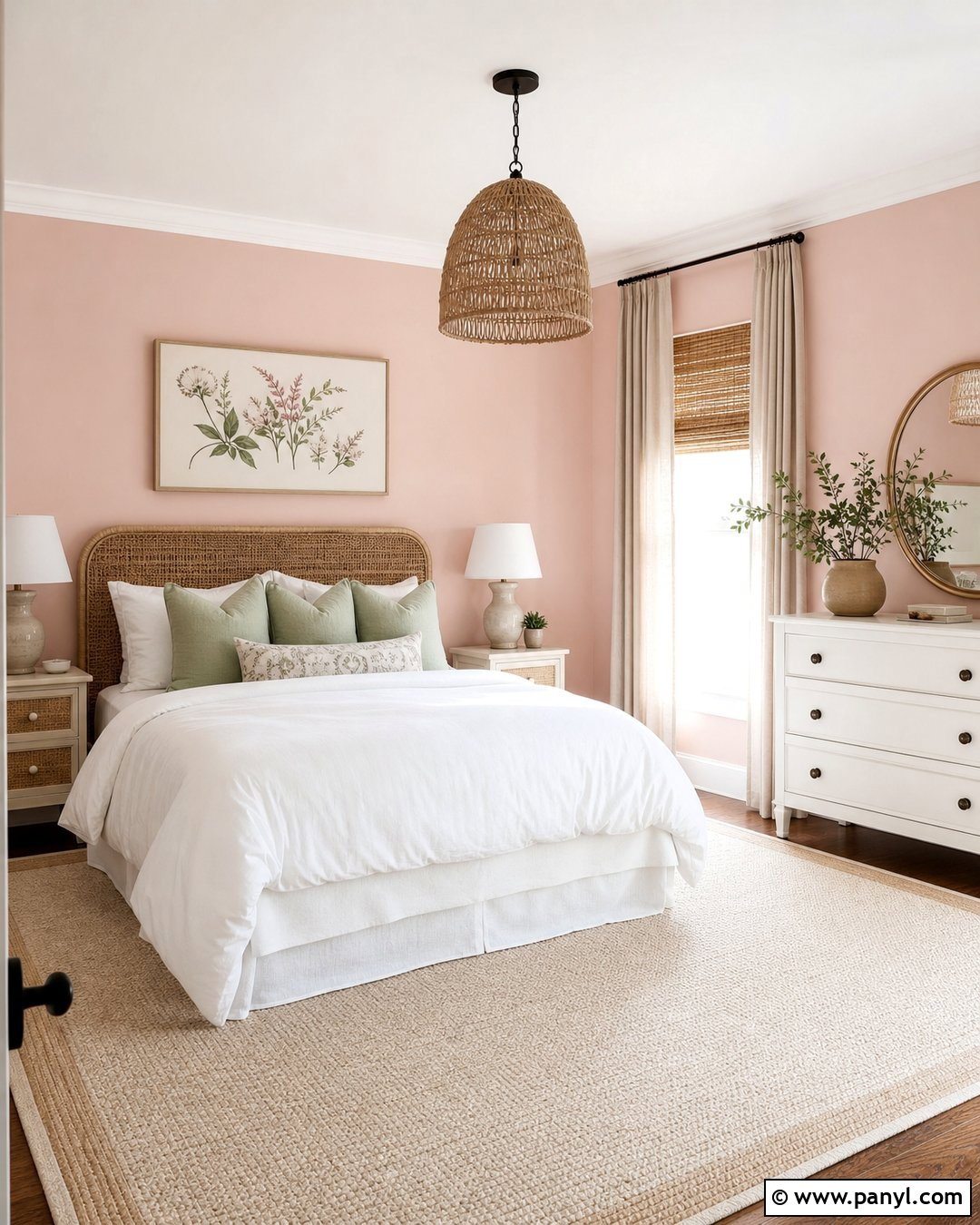 Pink Walls With White And Rattan - 30 pink wall color combination ideas