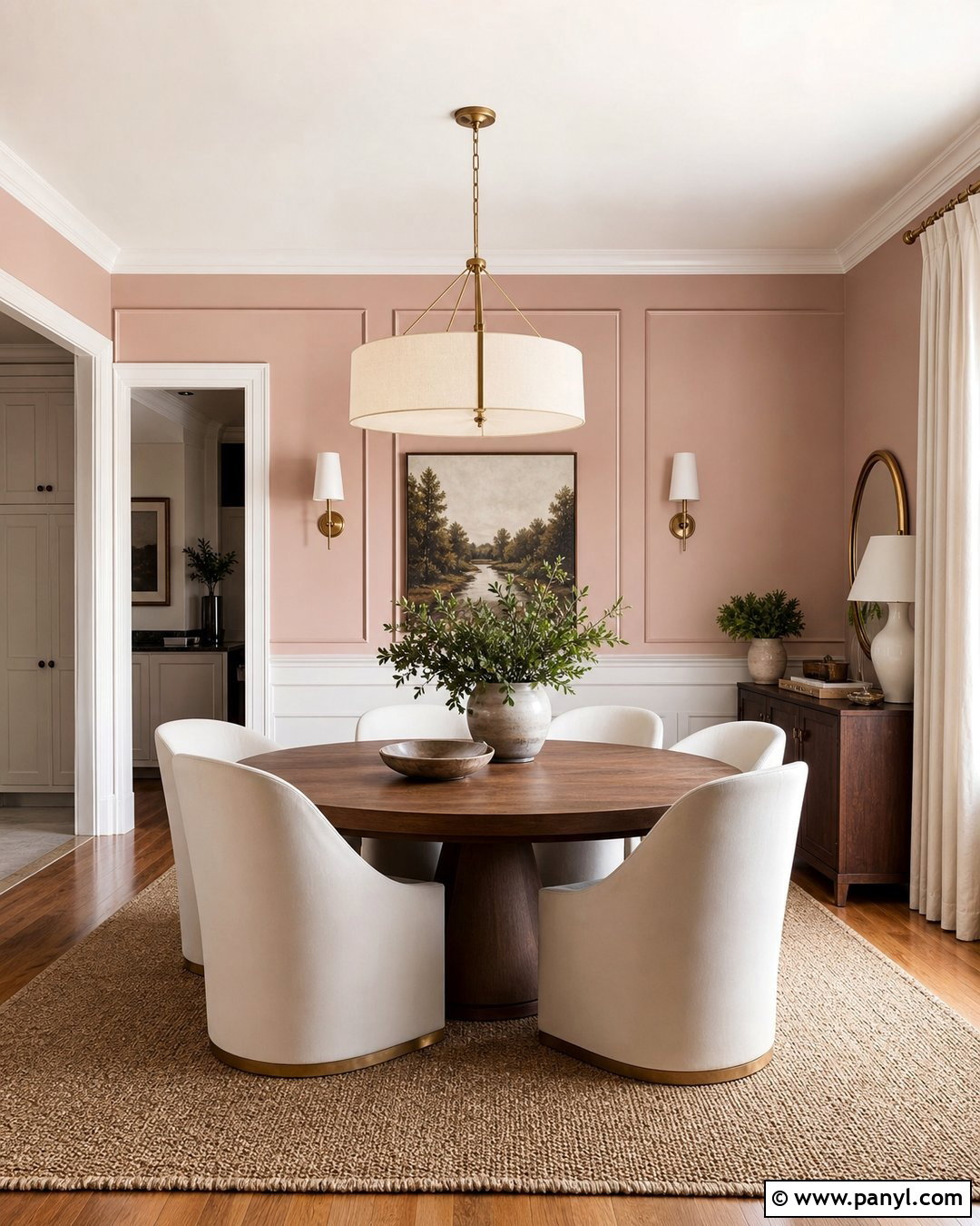 Pink Walls With White Wainscoting - 25 White Pink Walls