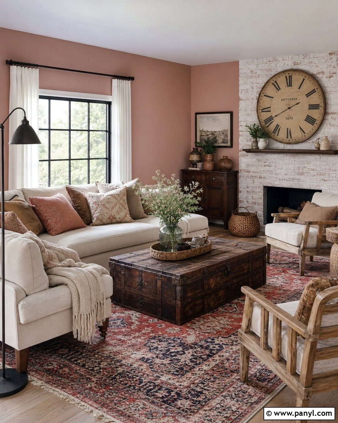 Pink Walls With Whitewashed Brick - 20 Rustic Pink Wall Color Ideas
