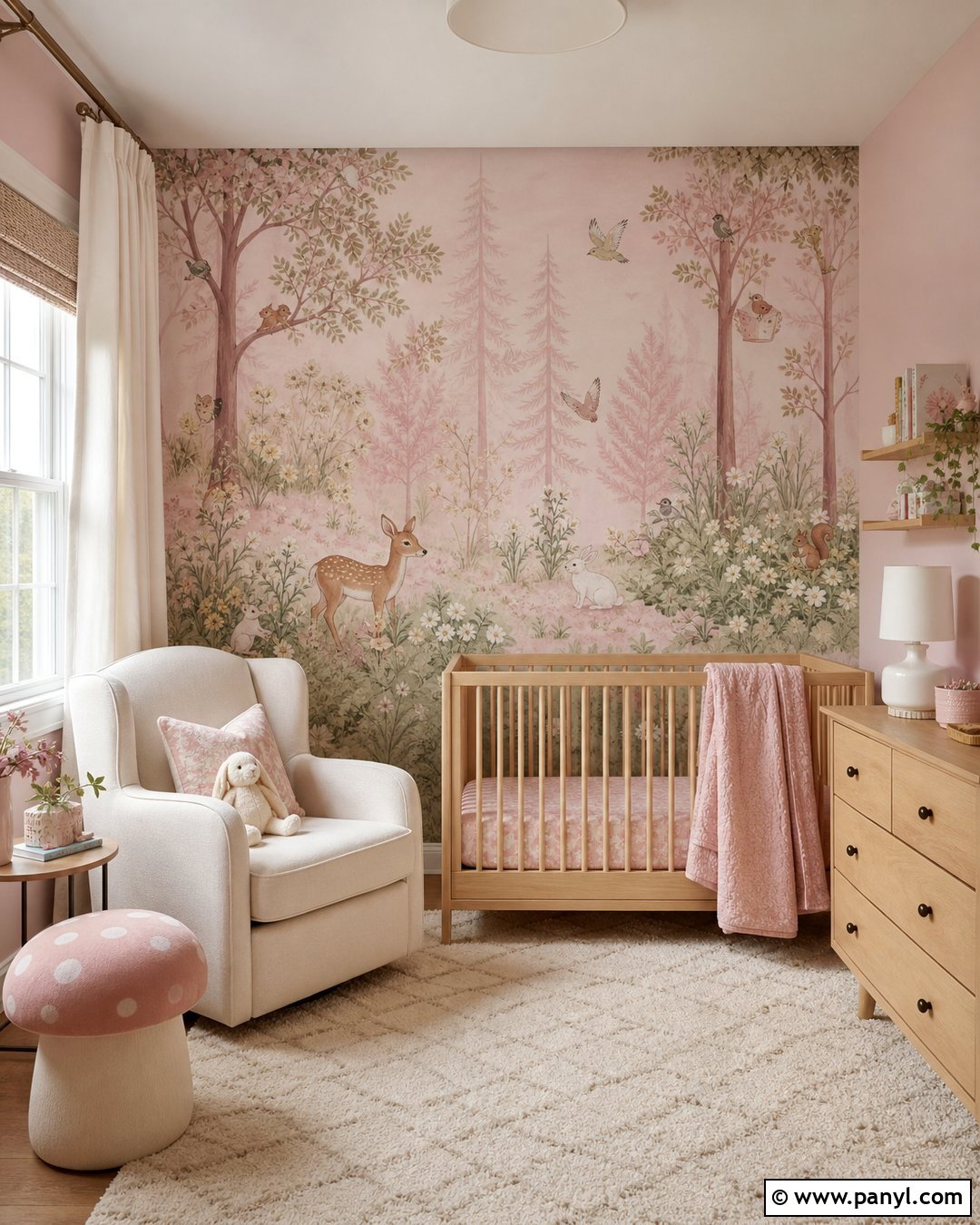 Pink Woodland Nursery Mural - 20 Accent Wall Nursery Girl Pink Ideas