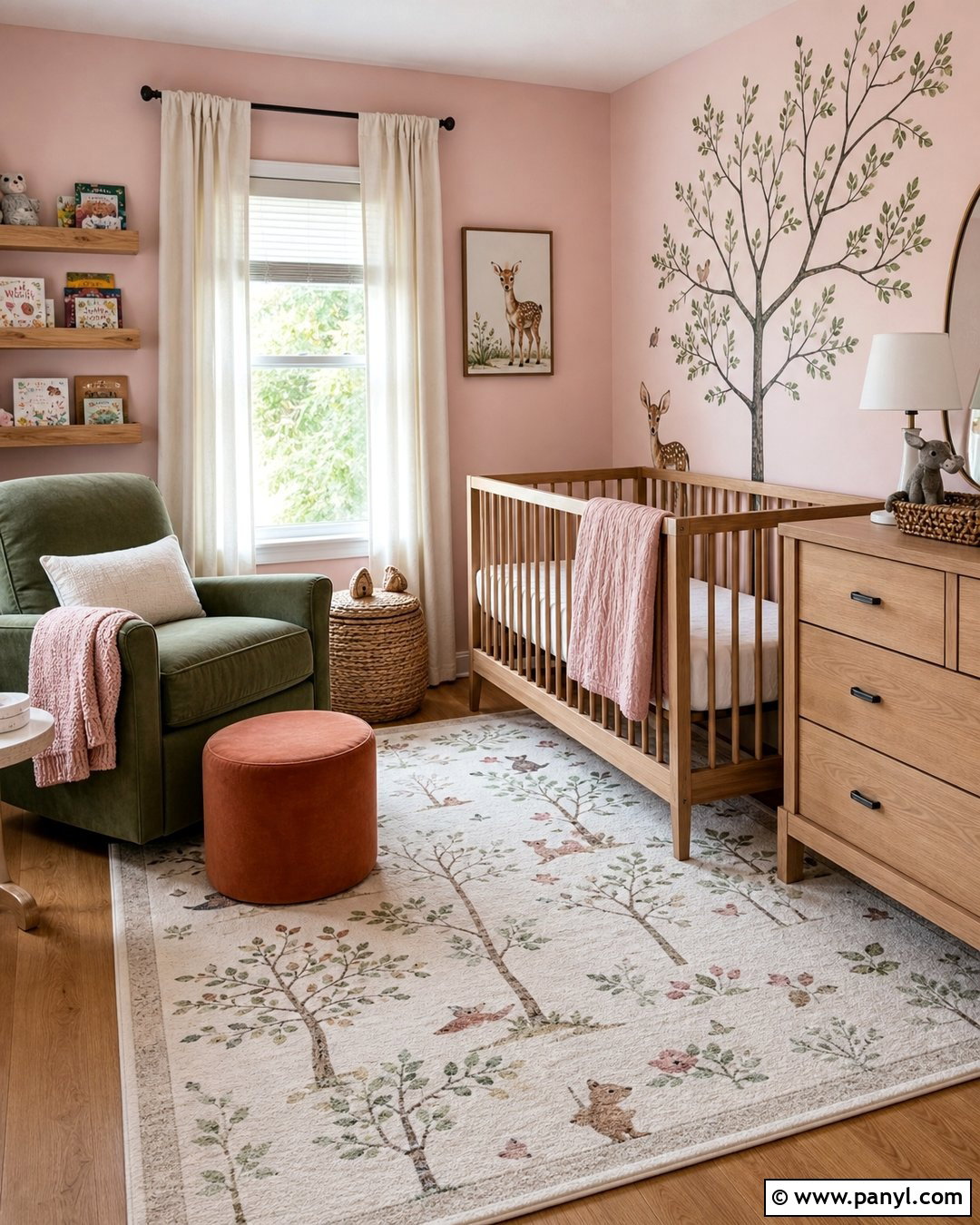 Pink Woodland Nursery - 25 Pink Walls Nursery Ideas