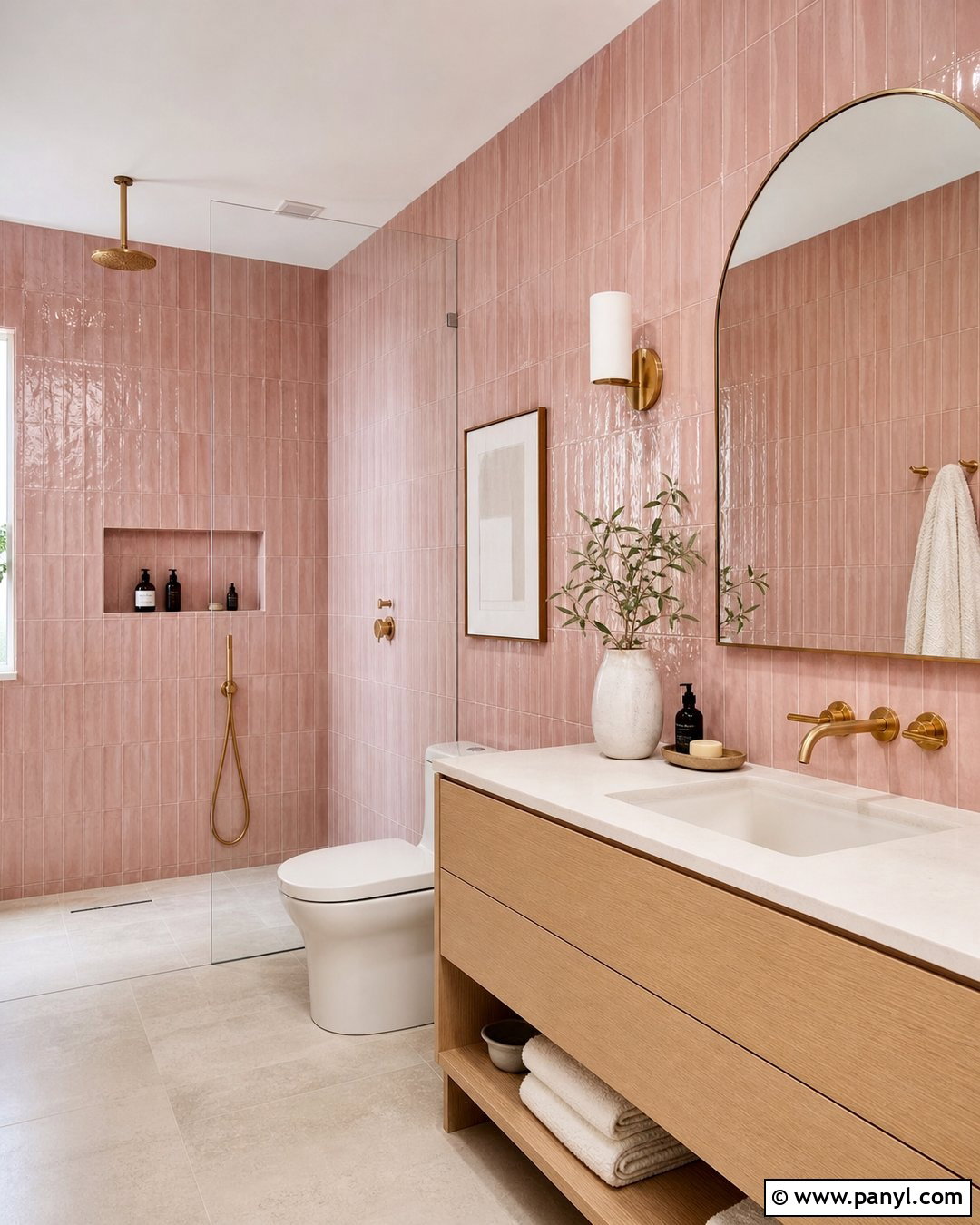 Pink Zellige Bathroom Walls - 30 pink bathroom walls