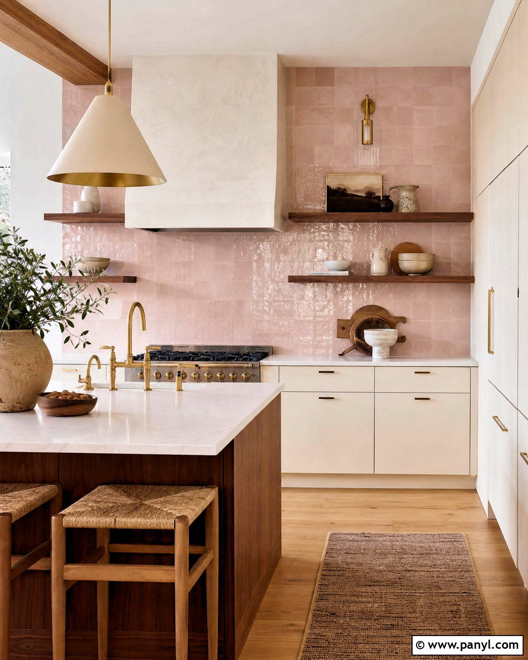 Pink Zellige Kitchen Backsplash - 20 pink kitchen inspiration ideas