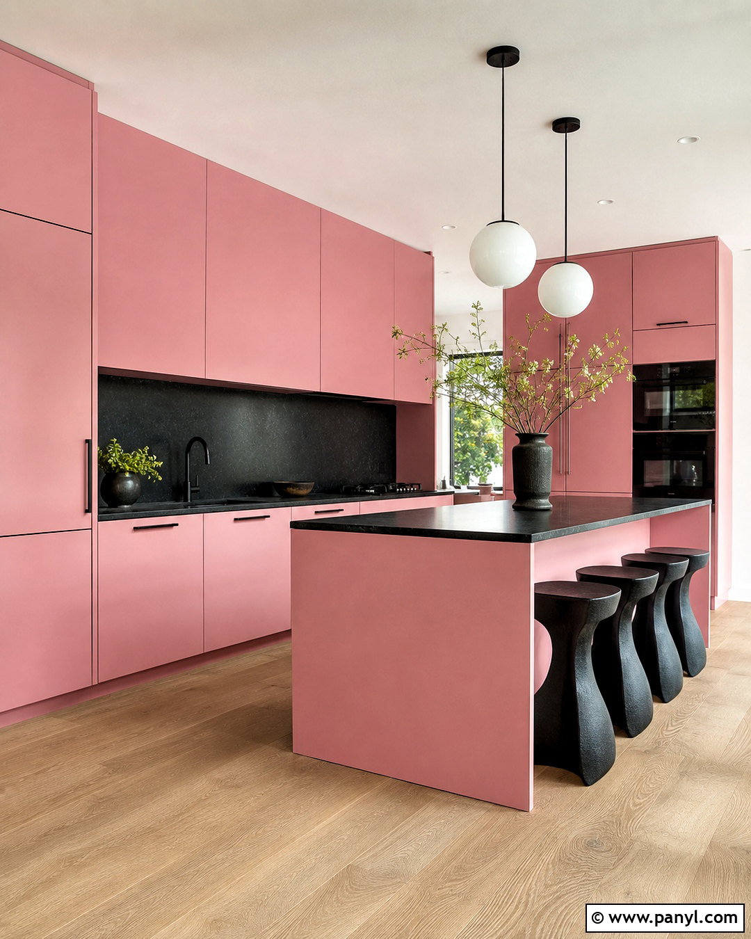 Pink and Black Kitchen - 20 pink kitchen aesthetic ideas