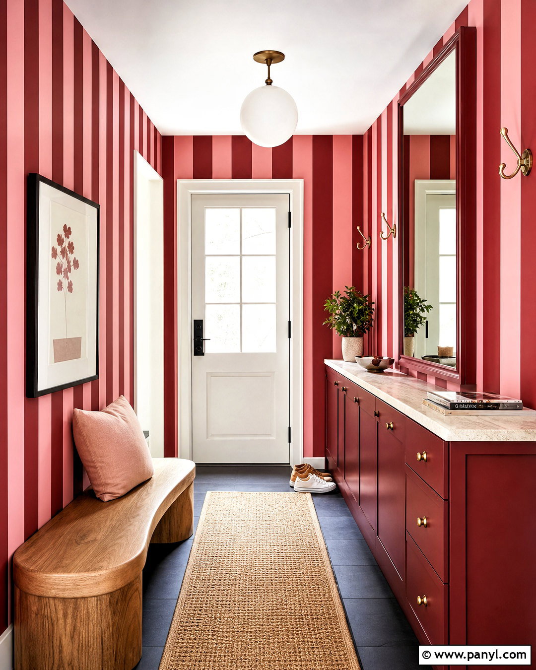 Pink and Red Striped Wallpaper Entryway - 20 pink and red stripes wallpaper ideas