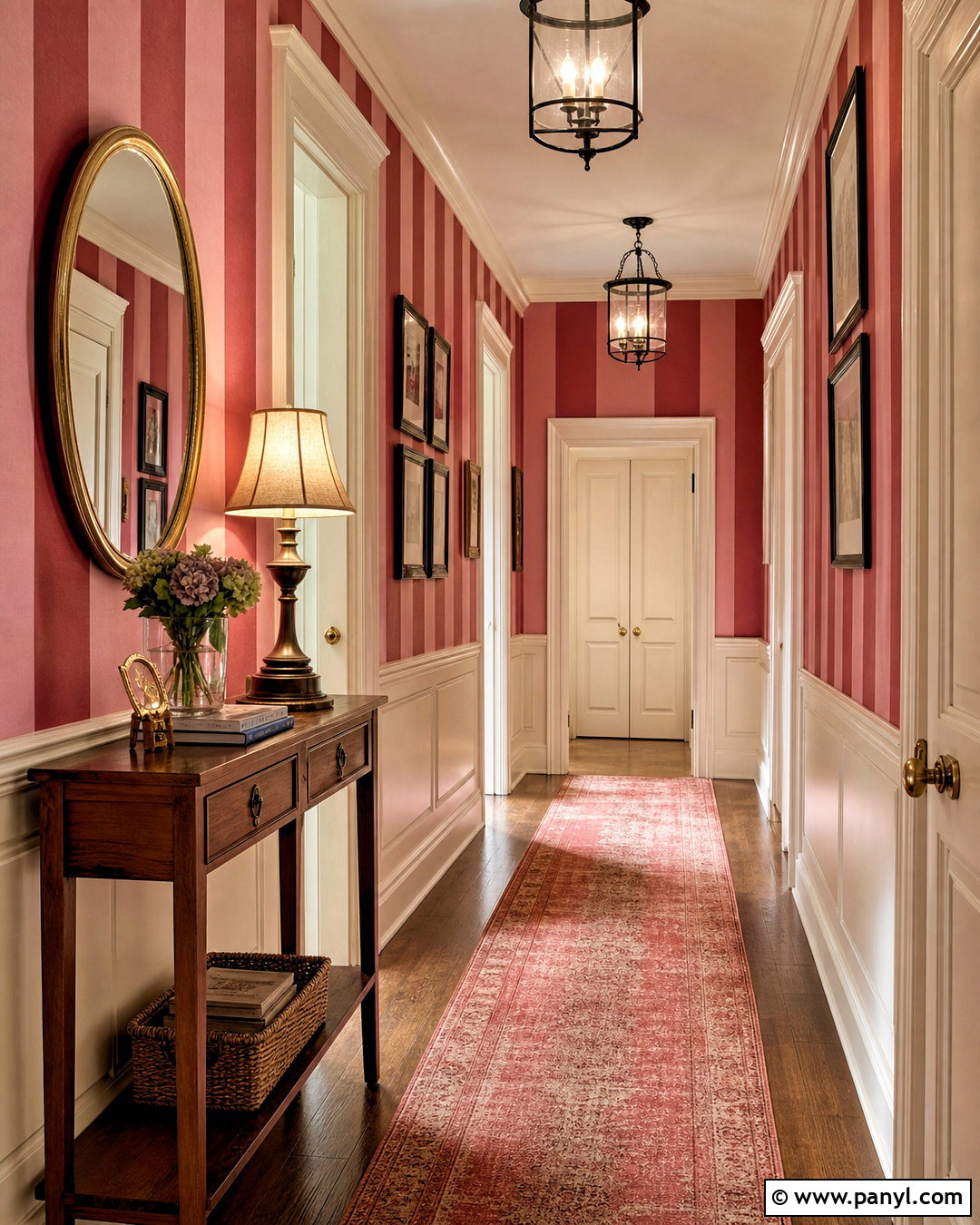 Pink and Red Striped Wallpaper Hallway - 20 pink and red stripes wallpaper ideas