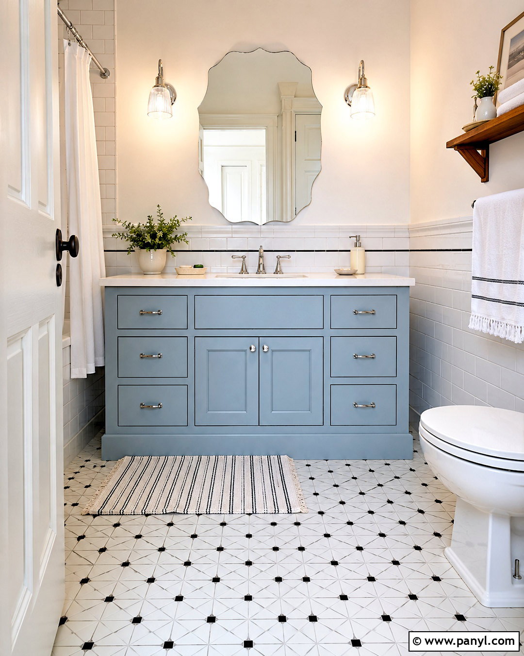 Pinwheel Bathroom Mosaic Tile - 20 black and white pattern tile bathroom ideas