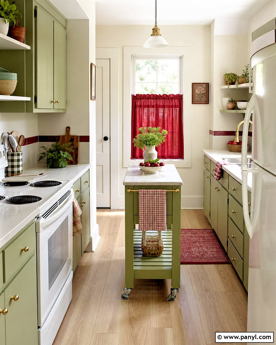 Pistachio Green And Brick Red Small Kitchen - 20 green and red kitchen ideas