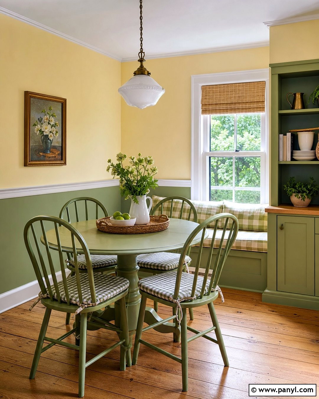 Pistachio Green And Butter Yellow Two Tone Wall - 35 2 Tone Wall Paint Ideas