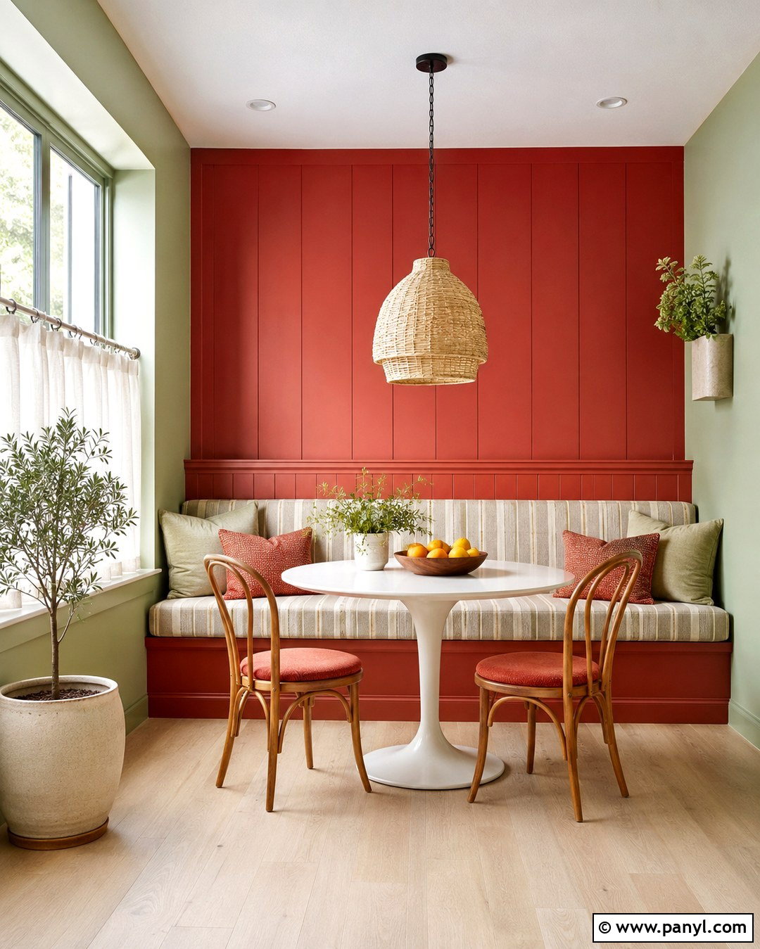 Pistachio Green And Tomato Red Breakfast Nook - 20 Red And Green Walls
