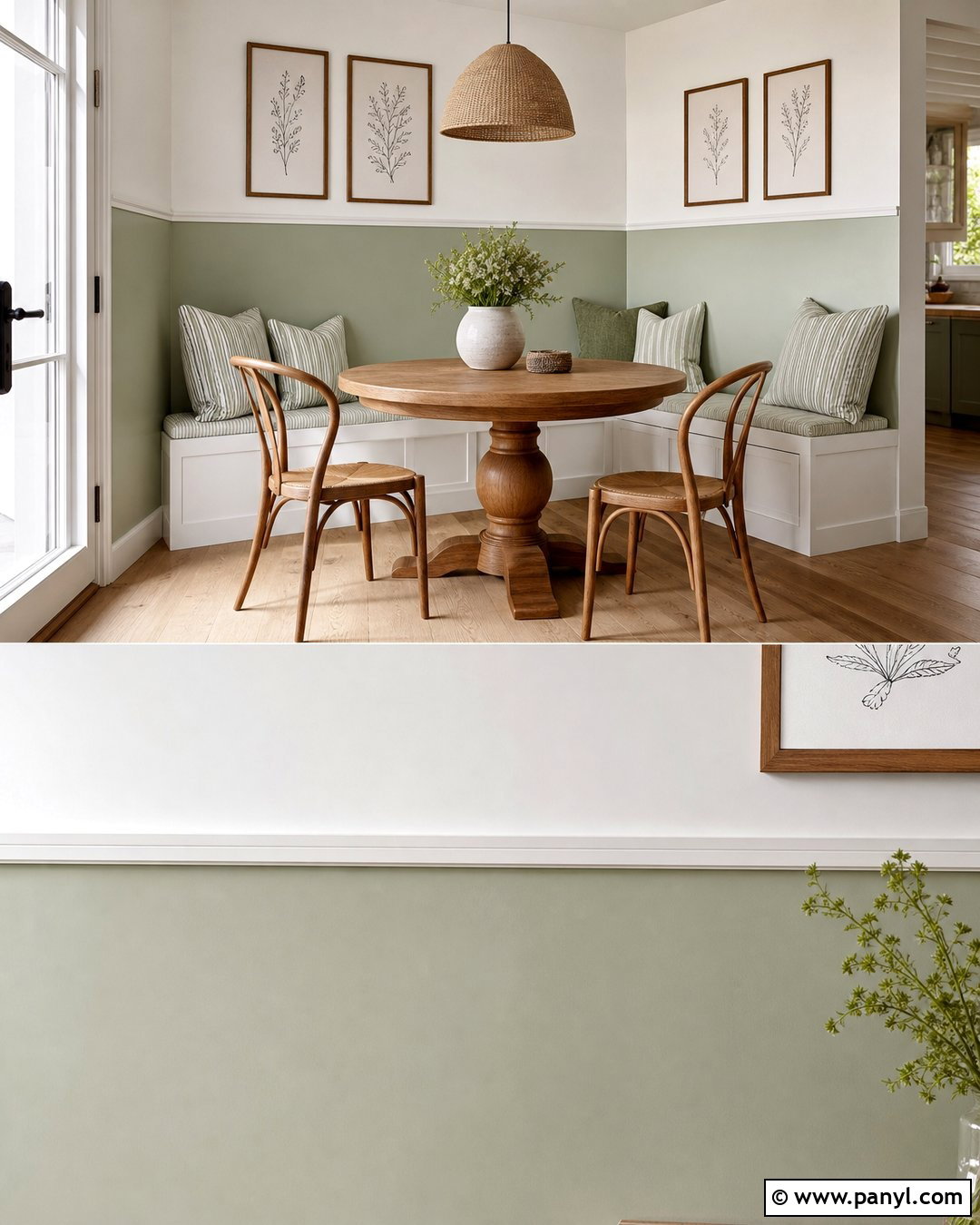 Pistachio Green And White Breakfast Nook Wall - 25 Half Green Half White Wall Ideas