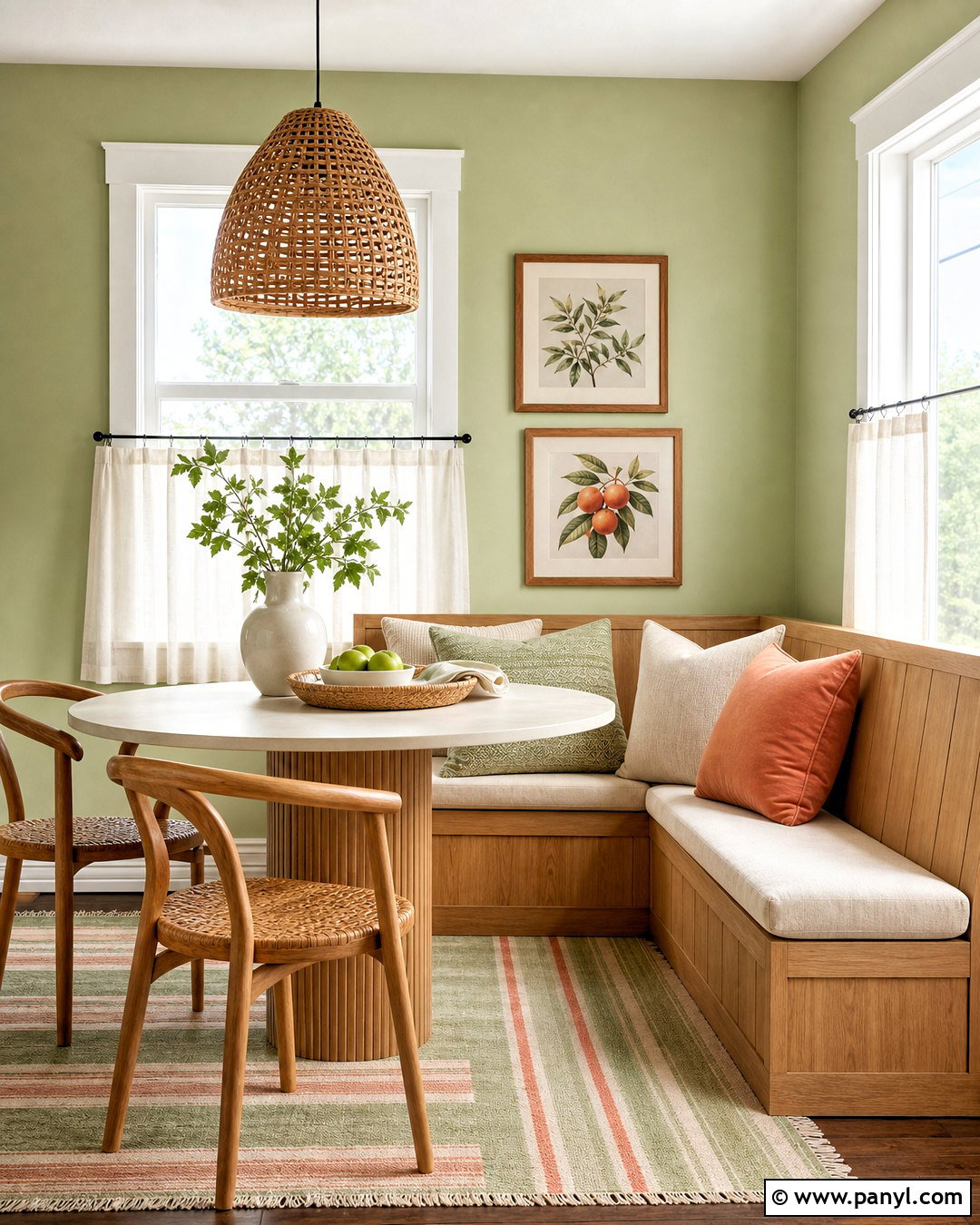 Pistachio Green Breakfast Nook - 20 green wall color ideas