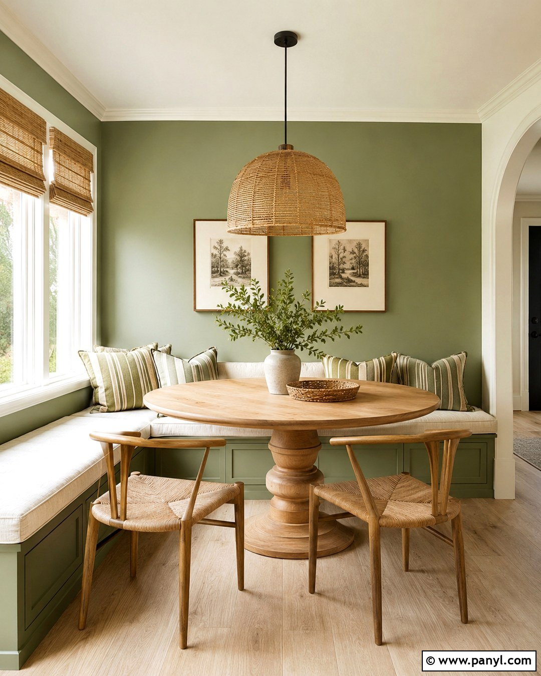 Pistachio Green Breakfast Nook Wall - 20 Green Contrast Wall Ideas