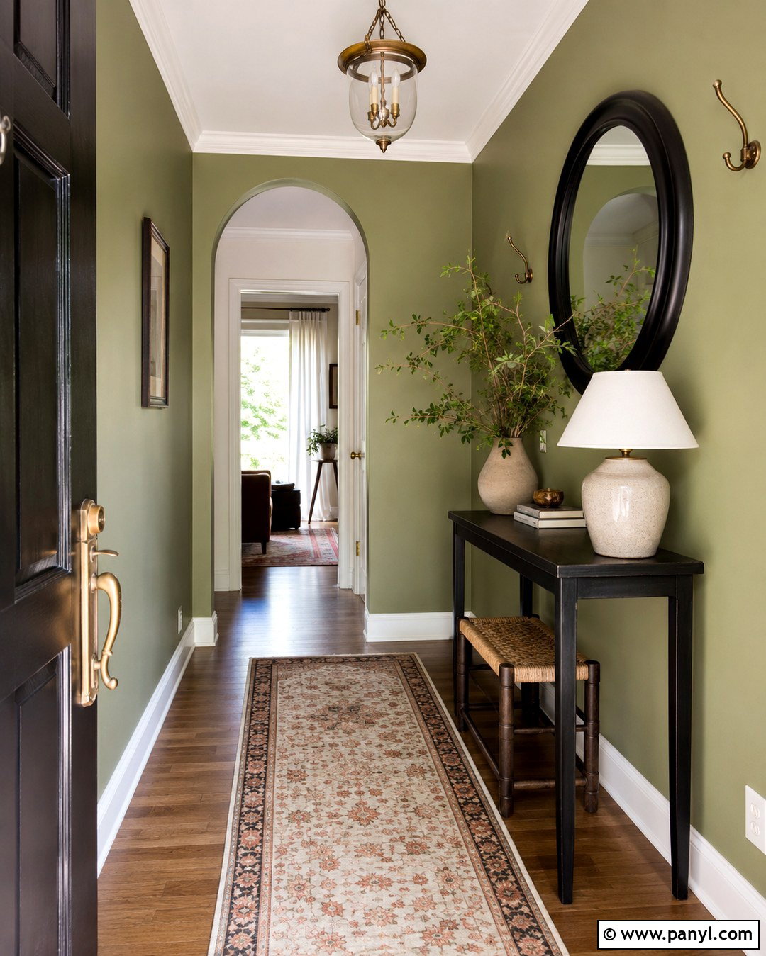 Pistachio Green Entryway With Black Accents - 20 Pistachio Green Wall Paint Ideas