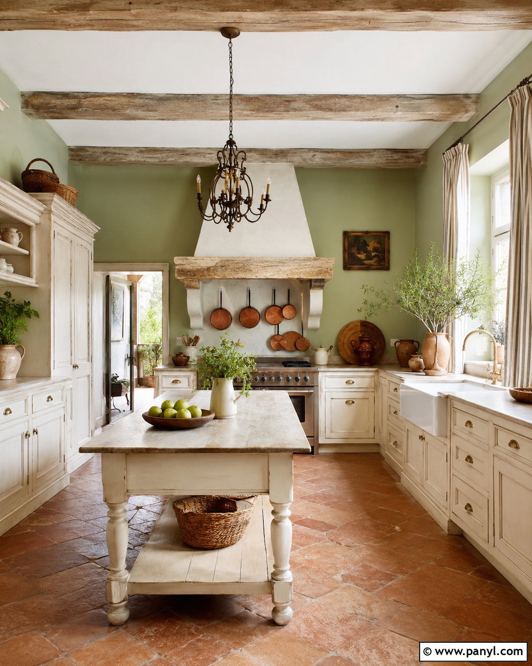 Pistachio Green French Country Kitchen - 20 Vintage Kitchen With Green Walls