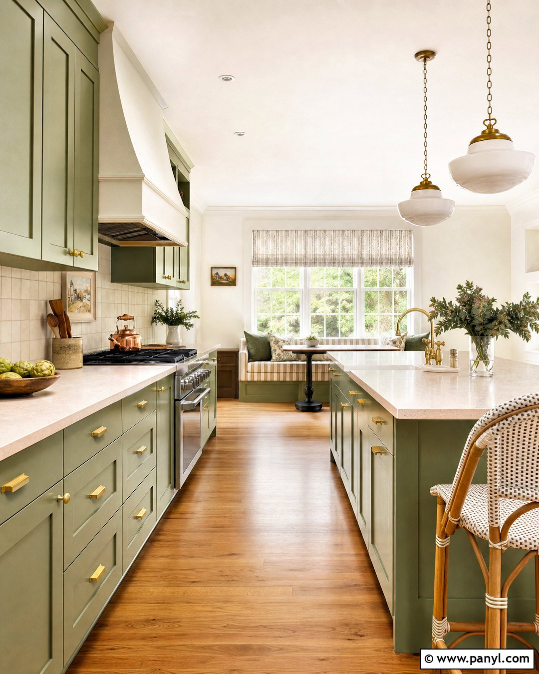 Pistachio Green Kitchen Cabinets With Cream Tile - 20 green kitchen cabinets