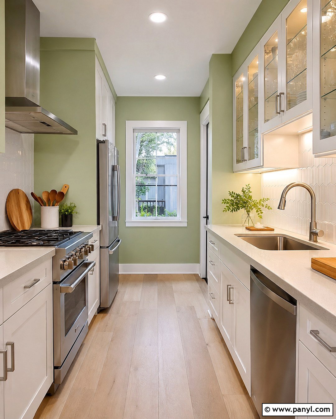 Pistachio Green Kitchen Walls In A Small Galley - 20 pistachio green kitchen walls