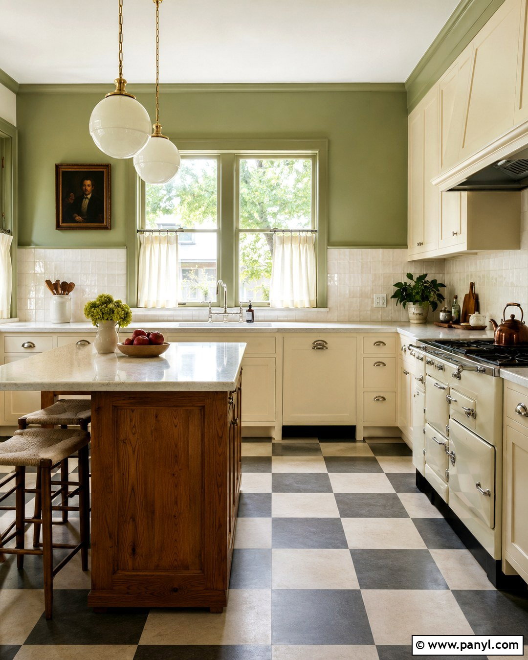 Pistachio Green Kitchen Walls With Checkerboard Floors - 20 pistachio green kitchen walls