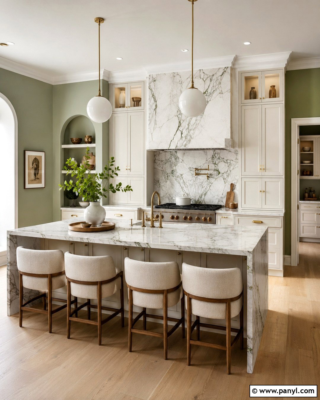 Pistachio Green Kitchen Walls With Marble Backsplash - 20 pistachio green kitchen walls