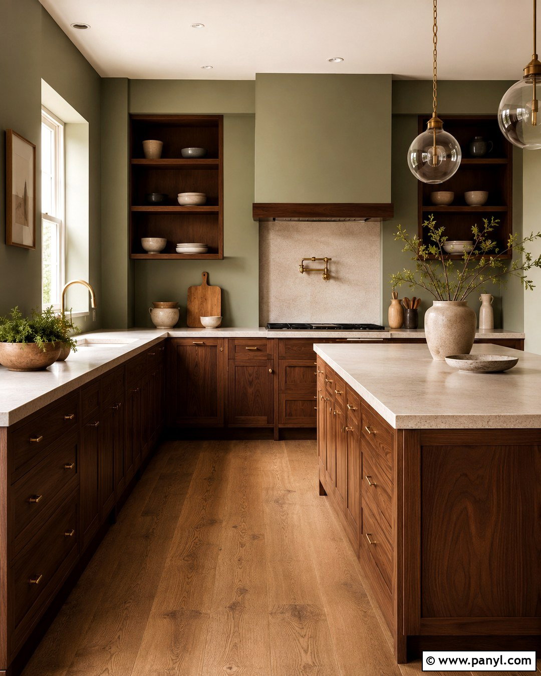 Pistachio Green Kitchen Walls With Walnut Cabinets - 20 pistachio green kitchen walls