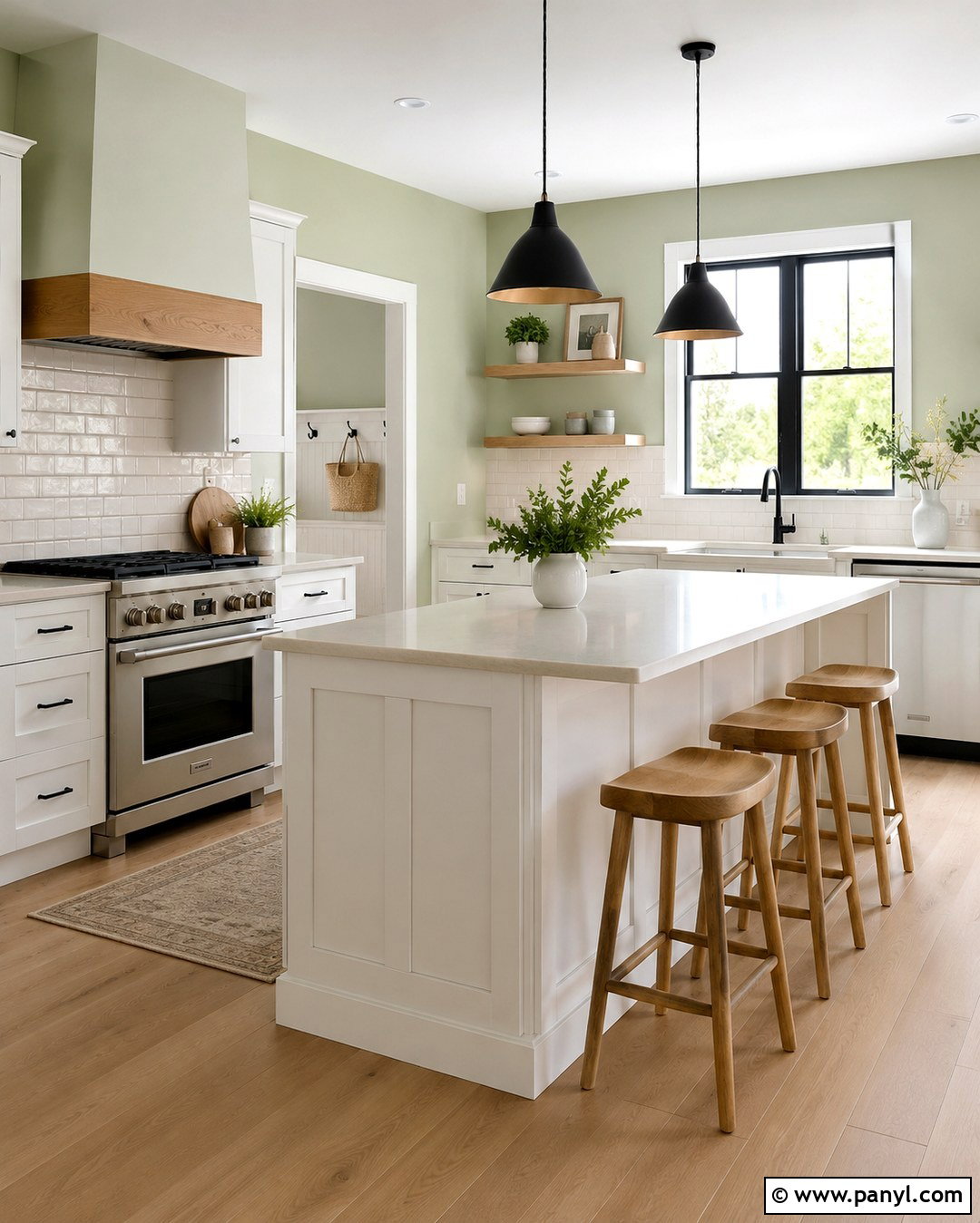 Pistachio Green Kitchen With White Cabinets - 20 Pistachio Green Wall Paint Ideas