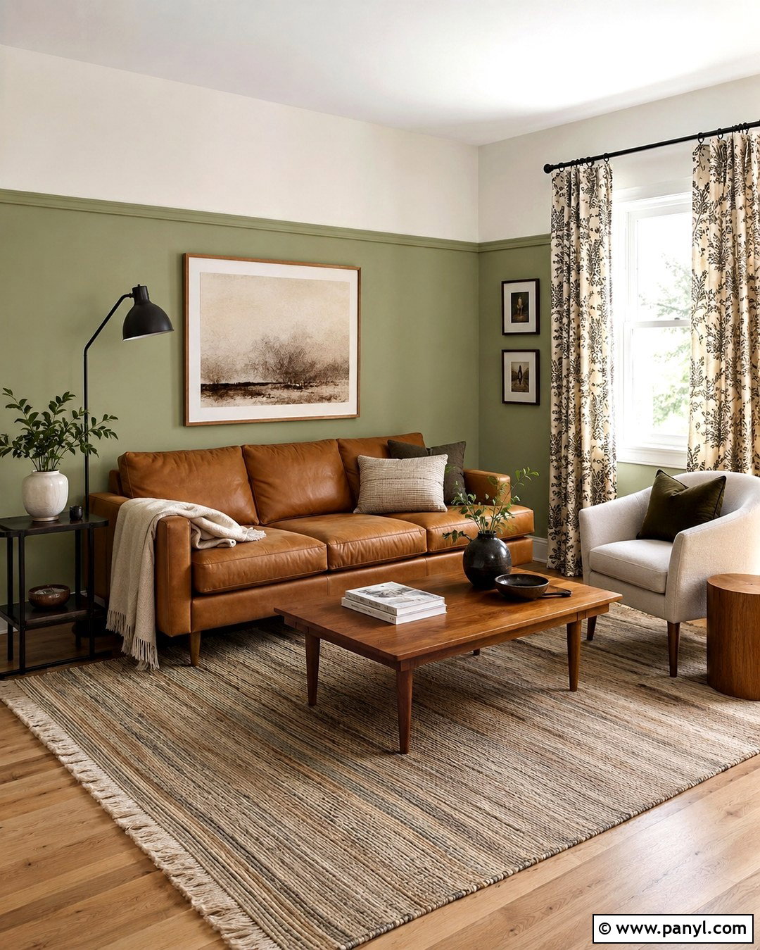Pistachio Green Two Tone Living Room - 20 Pistachio Green Wall Paint Ideas