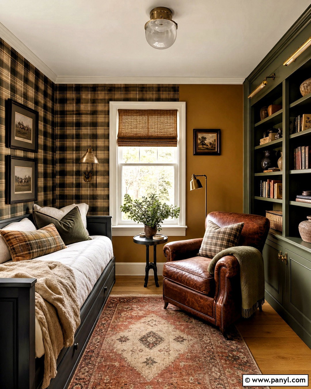Plaid Wallpaper With Mustard Yellow Paint - 20 wallpaper combo ideas