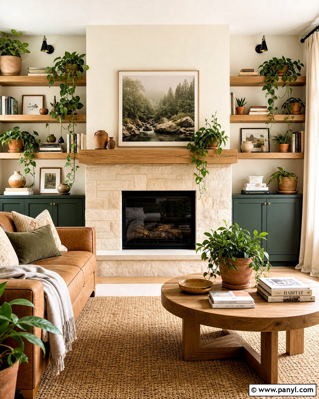 Plant-Filled Fireplace Side Walls - 20 fireplace side wall ideas