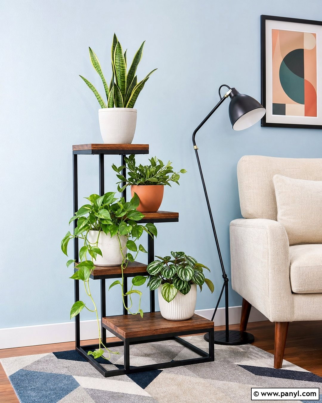 Plant Stand Against Light Blue Wall - 20 Green Plant Against Blue Wall Ideas