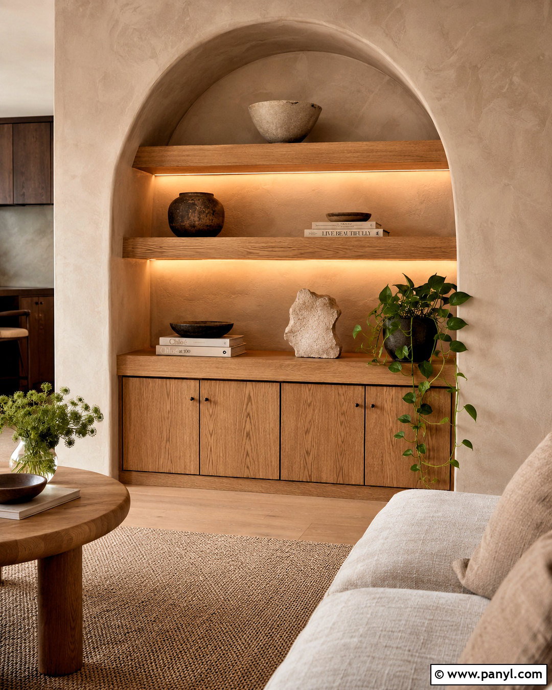 Plaster Arched Wall Niche - 20 plastering walls ideas