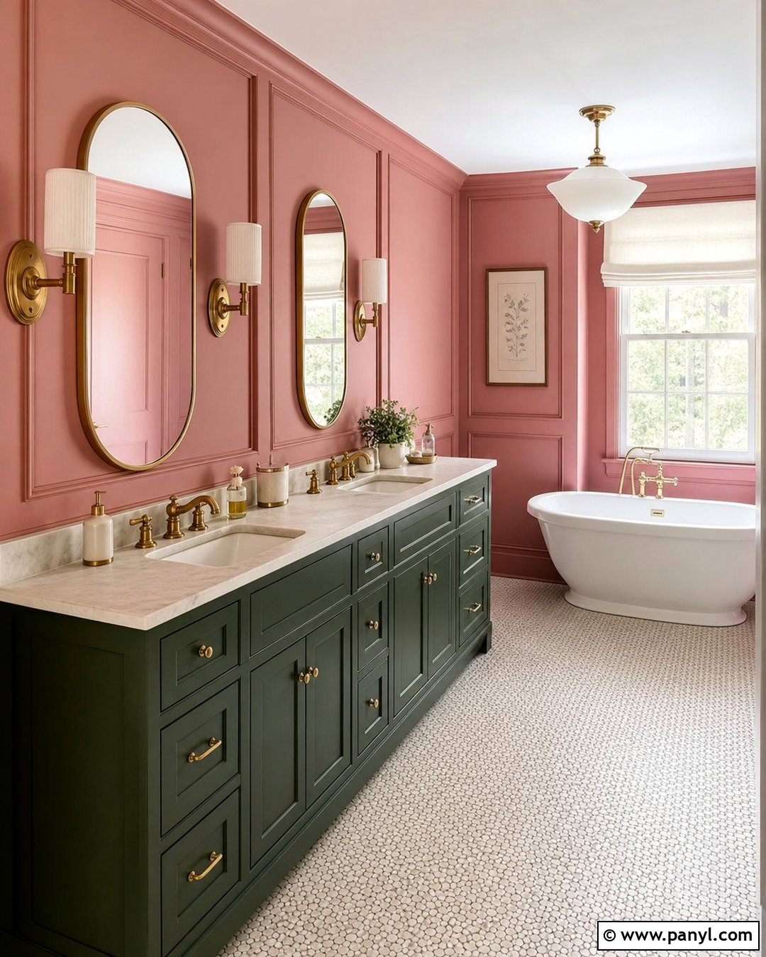 Plaster Pink Bathroom Walls With Green Vanity - 30 pink bathroom walls