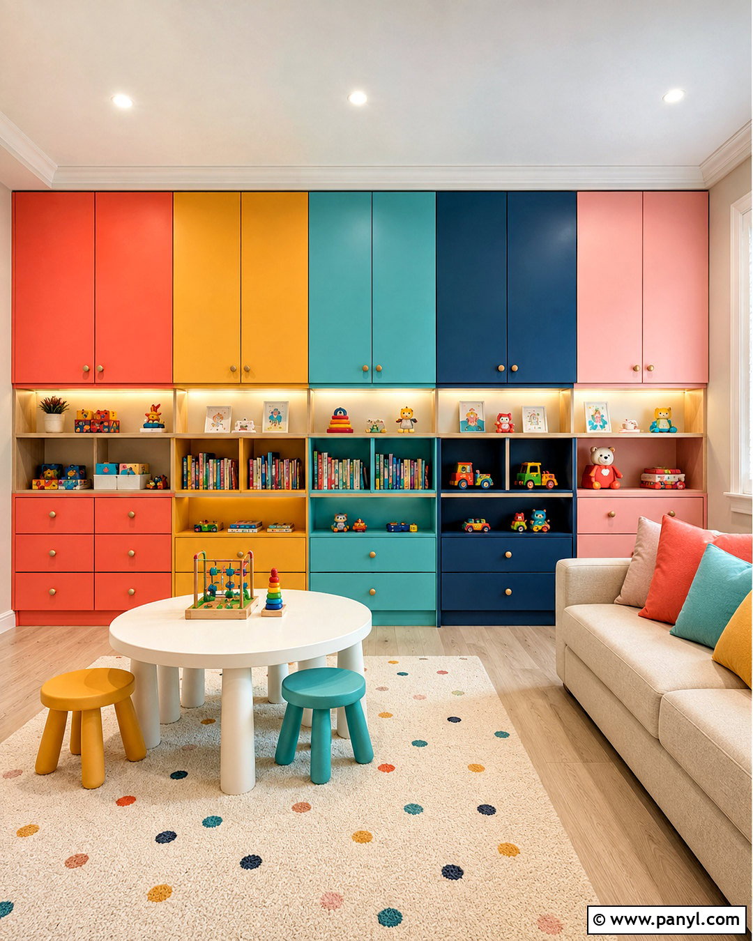 Playroom With Colorful Storage - 20 colorful playroom ideas