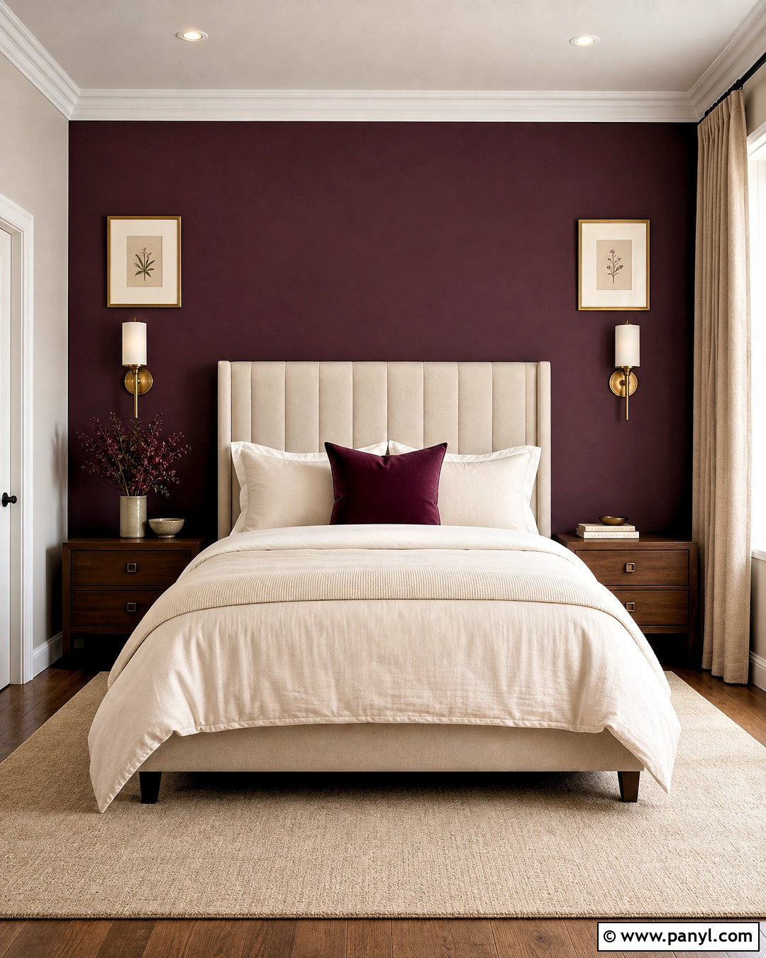 Plum Accent Wall Behind The Bed - 20 purple bedroom walls paint ideas