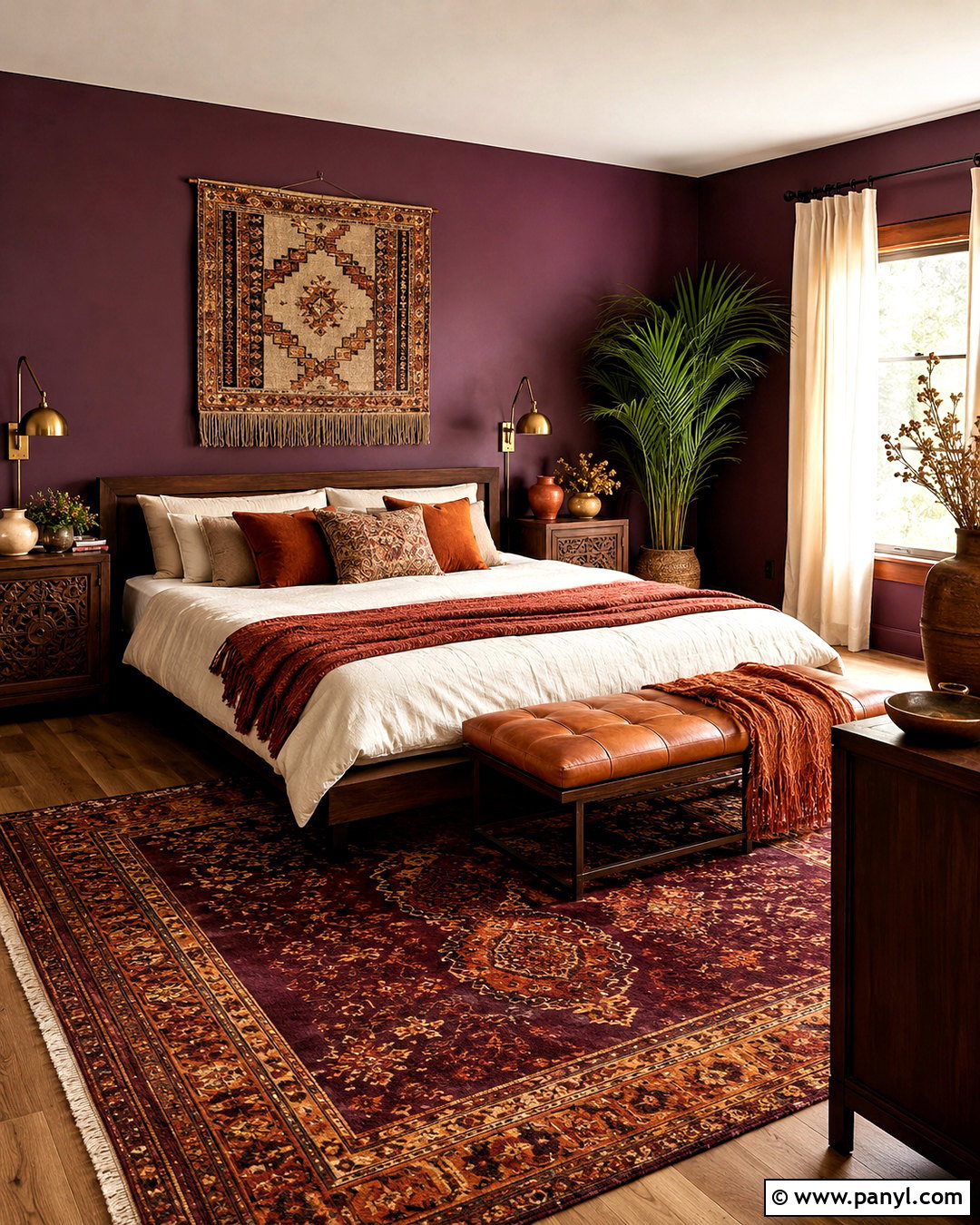 Plum And Burnt Sienna Boho Bedroom - 20 boho bedroom color palettes