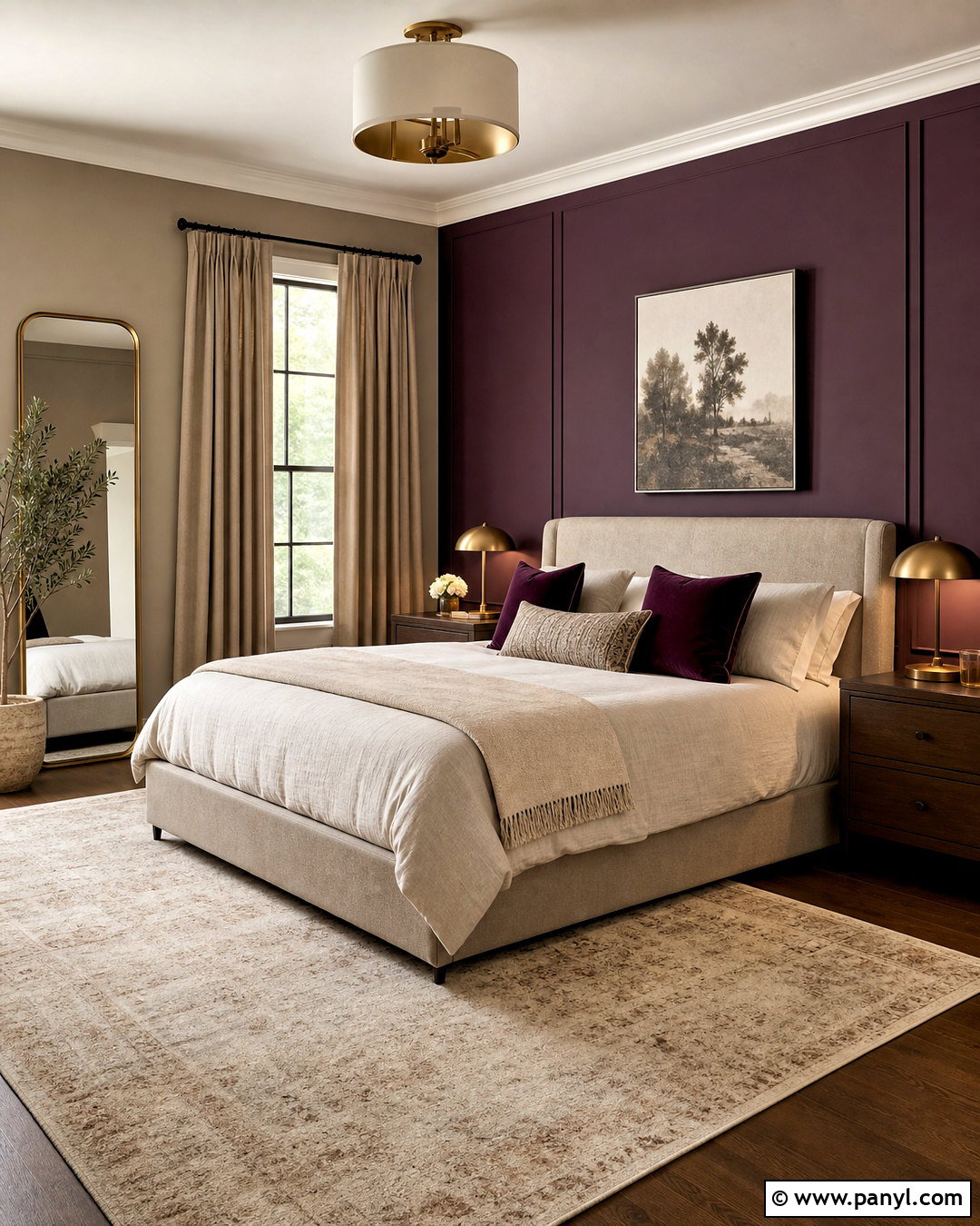 Plum And Mushroom Bedroom Walls - 20 two colour combination for bedroom walls
