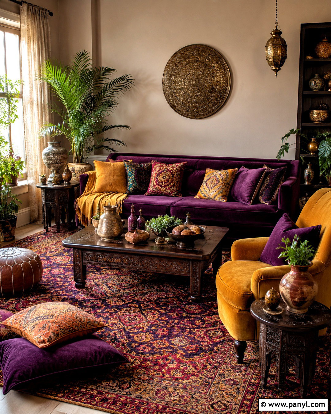 Plum And Saffron Boho Living Room - 20 boho living room color scheme ideas