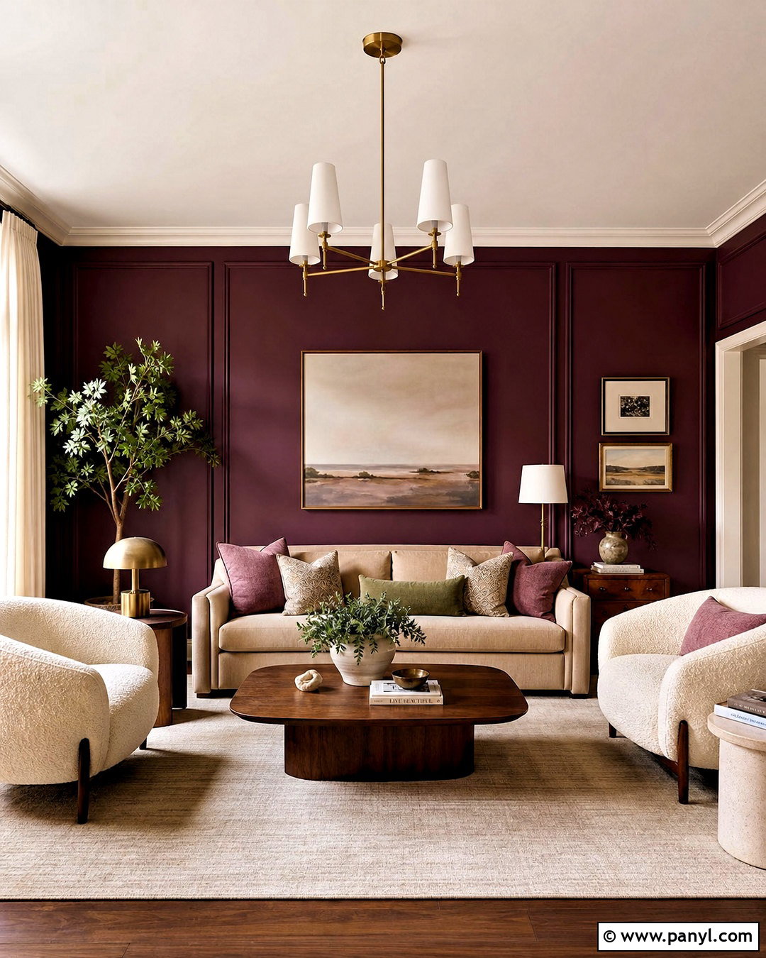 Plum And Sand Drawing Room - 20 drawing room color combination ideas
